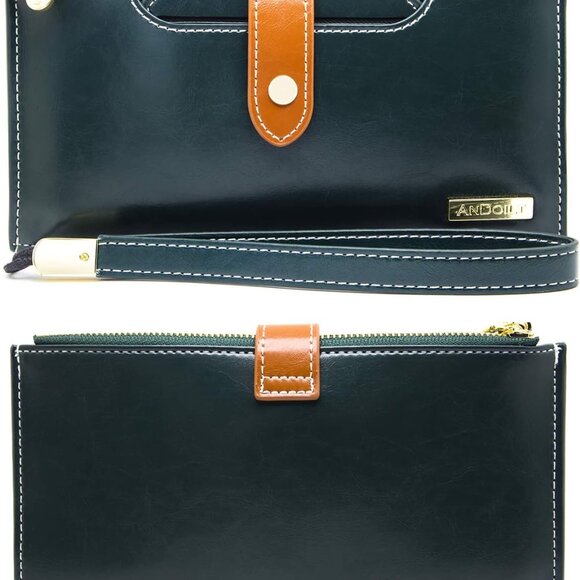 Genuine Leather Wallet RFID Blocking Bifold with Zipper Pocket for Women - Picture 4 of 6